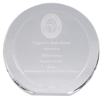 2011 International Tennis Hall of Fame Eugene L. Scott Award Presented To Dick Enberg (Letter of Provenance)